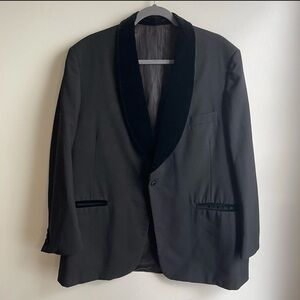 Vintage 70s Lord West Velvet Shawl Collar Tuxedo Stripe 43" Pant 48" Jacket XL